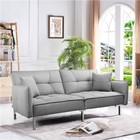Convertible Sleeper Sofa Bed Sectional Futon Sofa Pull Out Adjustable Couch Gray