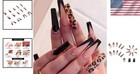 French Black False Nails Coffin Long Press On Nails Acrylics Full Cover Leopard