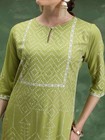 Green Boho Ethnic Zari Tunic Kurta Indian Rayon Straight Dress Eid Diwali