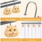 Decorative Shower Curtain Hooks Cute Cat Resin Rings Bathroom Bedroom 12 Set