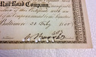 23 Feb  1858 Baltimore   Ohio Railroad Company Stock Certificates  100 A Share