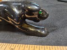 Vintage 1950s Era Black Ceramic Panther Figurine Green Eyes Mid-century Modern