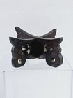 Oriental Asian Brown Wood Carved Bowl Display Stand Curved 3 7 8  X 1 1 2  Vtg