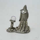 Wizard Figure Crystal Ball Pewter 1985 Solid Vintage Mystical Magical Fairytale