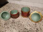 2 Borghese Ceramic Boxes With Lids Outside Is Maroon Gold Inside Etruscan Blue