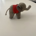 Rare Vtg  1950s Steiff Gray Mohair Elephant With Red Blanket   Tusks 2 5  Tall