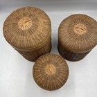 Vtg Wicker Nesting Baskets Set Of 3 Handmade Lot