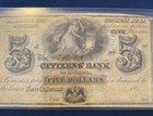 1800s  5 Citizens  Bank Of Louisiana  New Orleans Obsolete Currency Bank Note
