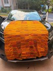 Vintage West African Handwoven Kente Cloth Textile Yellow Gold Strip Weave  t 