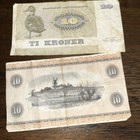 Lot2 Denmark 10 Kroner P-48 1977 Duck Unc Scarce Currency Money Bill Danish Note
