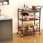 Bar Cart  Home Bar Serving Cart  3-tier Drink Cart With Wine Rack  Glass Hold   