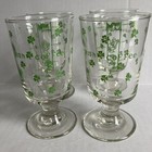Vintage Shamrock And Recipe Irish Coffee Footed Glasses Set-4 Barware Kitschy