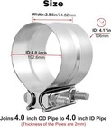 2pack 4  Inch Stainless Steel 304 Lap Joint Clamp Heavy Duty Exhaust Band Clamp