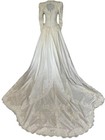 Vtg 80s Embellished Wedding Gown Sz 6 Ivory  Floral Embroidery Removable Train