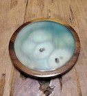 Wood   Agate Stone Inlaid Coasters In Holder Set Of 6 Vintage Mcm Made In Brazil