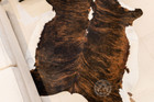 Real Cowhide Rug Brindle White Backbone Tricolor  - Size 6 X 7-8   