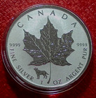 2018 Canada  dog Privy   Rev Proof Coin  5 1 Oz  9999 Silver Maple Leaf