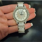 Fossil Ce1017 Vintage Round Silver   White Ceramic Bracelet Dial Crystal Watch