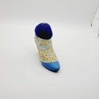 Adorable Vintage Victorian Ladies Shoe Pin Cushion Blue Feathers
