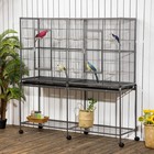 Rolling Bird Cage W  Detachable Stand Storage Shelf  Wood Perch Food Cup
