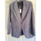 Banana Republic Corporate Blazer Sz 8 Gray Blue Fitted Nwt 90s 2000s Interview