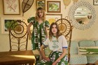      Hunter Bell Tatum Skirt Fish Vase Print In Herring Green  Sz S