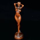 Chinese Boxwood Wood Carving Sexy Beautiful Woman Statue Wooden Sculpture Decor