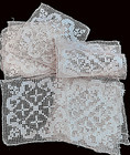12 Antique Handmade Filet Lace Insertion Trim Pieces 1921   Zz087