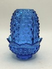 Vintage 5    Fenton Glass Hobnail Fairy Lamp Candle Holder Bright Colonial Blue