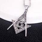 Silver Freemason Masonic Square Compasses Pendant Necklace Chain Men s Jewelry