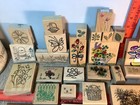 Lot Of 43 Floral Flower Themed Wood Block Rubber Stamp Scrapbooking crafts