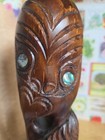 Vintage Maori Tiki Statue Paua Eyes Carved In Dannevirke  New Zealand