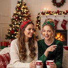 2pcs Christmas Headbands For Women - Red Green Pearl Medium 