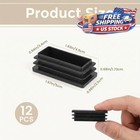 12 Pcs 1  X 2  Rectangle Black Plastic Plug End Cap For Pipe Tubing
