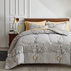 Comforter Sheet Set Bed In A Bag 7 Pieces King Size Tree King-7 Pieces Gray