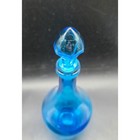 Vintage Blue Art Glass Decanter Bottle Made In Belgium 0 5l Stopper 10 