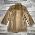 Vintage Ranch Mink Fur Striped Coat Womens Small Light Brown Hook Loop Boho 80s
