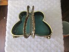 Vintage Jewelry Trinket Box Ormolu Gold Filigree Butterfly Shaped   Heavy