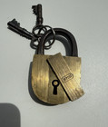 Vintage Antique Brass Depose French Keyed Padlock Lock W  2 Keys