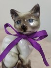 Vintage Siamese Cat Sitting Pretty Ceramic Figurine- Blue Eyes - 4  High