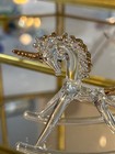 Vintage Hand Blown Glass Rocking Unicorn Figurine W  Gold Accents 