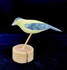 Folk Art Bird On Stand Hand Carved And Painted Artist Signed 1990 Vintage