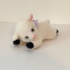 Vintage Russ Berrie Lazy Lamb Plush Stuffed Animal White W Purple Bow Small