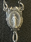 Vintage Antique Rosary  Beads Sterling Silver Mary Medal 19 5   