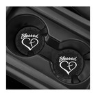 2 Pcs Car Cup Holder Coaster  2 76 Inch Soft Pvc Non-slip Blessed Black  2 Pcs