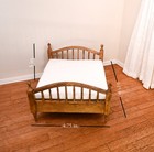 Miniature Stained Wood Queen Size Bed   Mattress 1 12 Scale Dollhouse Furniture