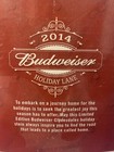 2014 Budweiser  Ab Holiday Beer Stein Origbox Authenticity Card    holiday Lane   
