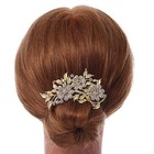 Bridal  Wedding  Prom  Party Satin Matte Gold Tone Clear Crystal Daisy Floral