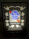 Vintage Pabst Blue Ribbon Beer Sign Light Digital Clock 1989 Works Acrylic
