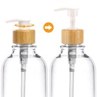 Bamboo Bathroom Accessories Set 4 Pcs - Clear Toothbrush Holder Plastic Soap Dis